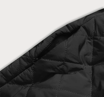 Pikowana kurtka z kołnierzem czarna (ag8-8010)