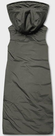 Długa kamizelka damska dwustronna granat-khaki (B8137-3)