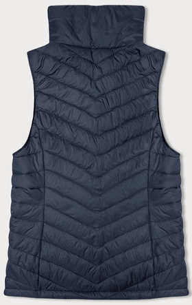 Cienka pikowana kamizelka damska ze stójką granatowa (16M9063-215)