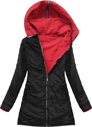 DWUSTRONNA KURTKA Z KAPTUREM CZERWONA (W640)