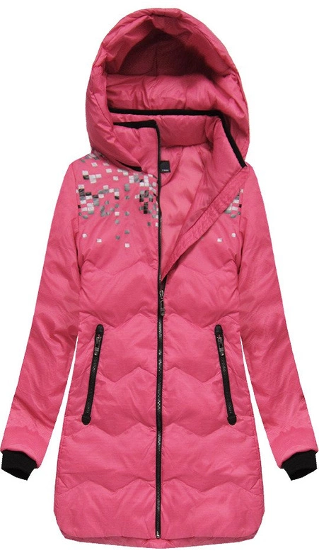 KURTKA Z KAPTUREM I KIESZENIAMI RÓŻOWA (6005B)