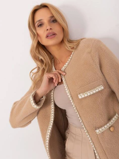 Krótka kurtka wełniana camel (50220)