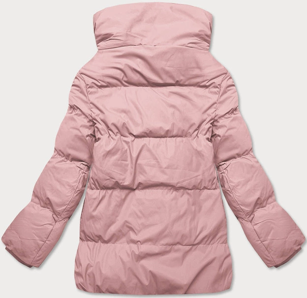Krótka kurtka zimowa z wysoką stójką różowa (5m729-46)