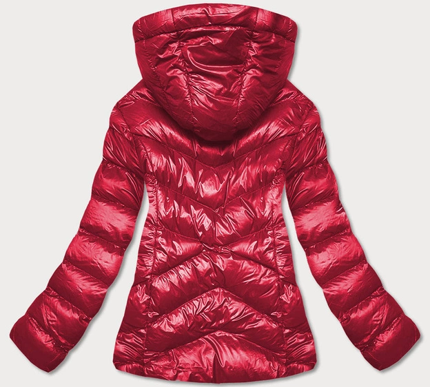 Krótka kurtka zimowa damska czerwona (23066-(270)(1))