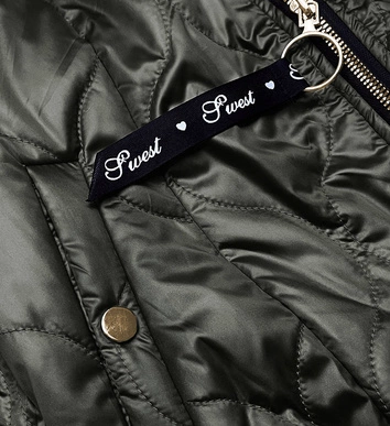 Krótka kurtka damska ze stójką khaki (B8122-11)