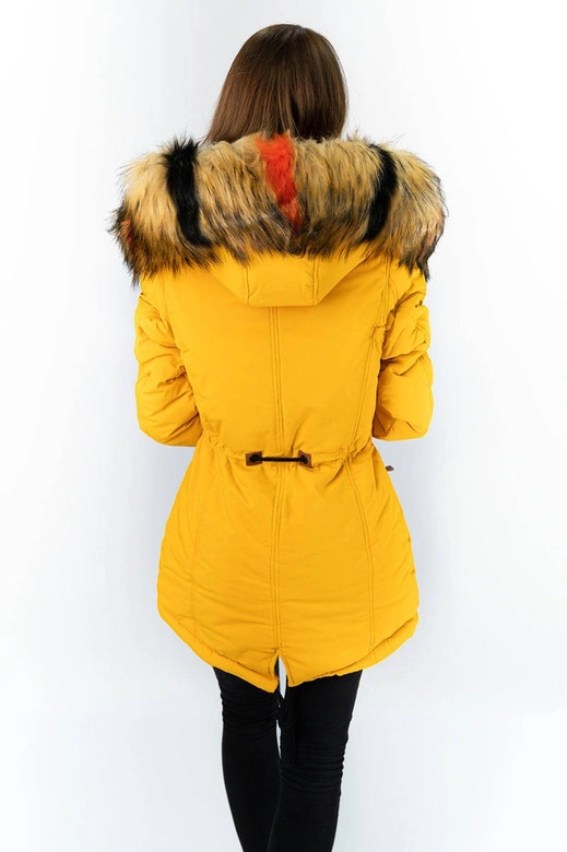 DAMSKA KURTKA ZIMOWA Z KAPTUREM ŻÓŁTA (208-1)