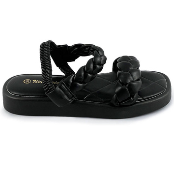 Sandały z plecionymi paskami czarne (af-250)