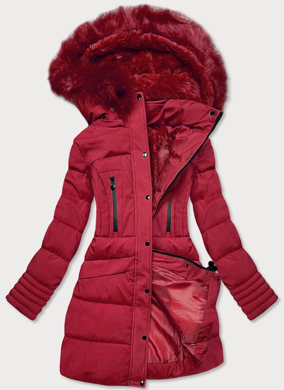 CIEPŁA ZIMOWA KURTKA DAMSKA BORDOWA (H997-25)