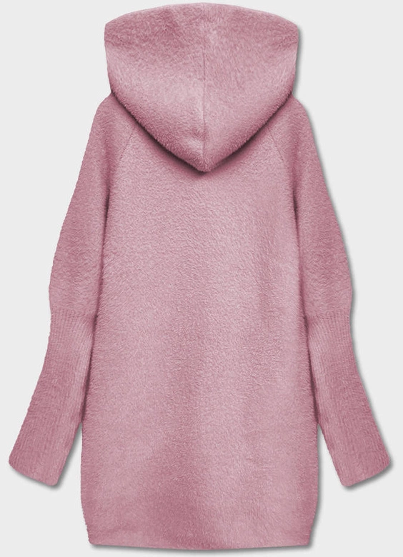 Narzutka z kapturem a'la alpaka różowa (B6007-81)