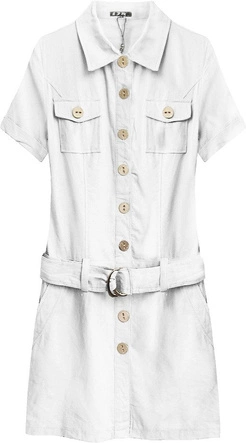 SUKIENKA MINI Z LNU I BAWEŁNY BIAŁA (1602)