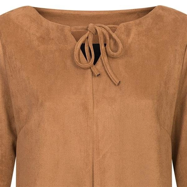 BLUZKA Z ŁEZKĄ I TROKAMI CAMEL CIEMNY (BL152)