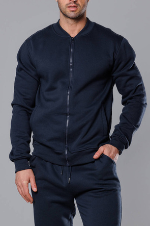 Dres męski bluza bomberka + spodnie ciemny granatowy (8C76-25)