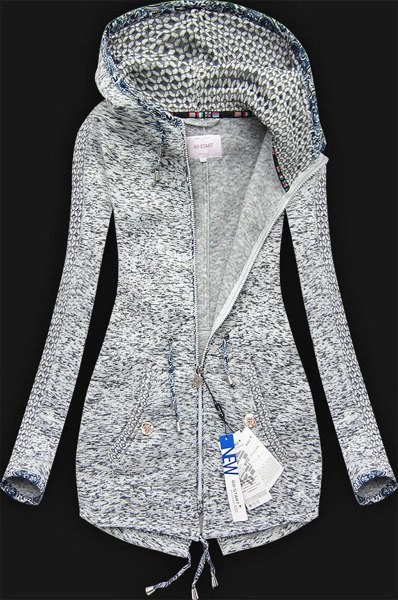 CIEPŁA BLUZA Z KAPTUREM SZARA (LX146M)