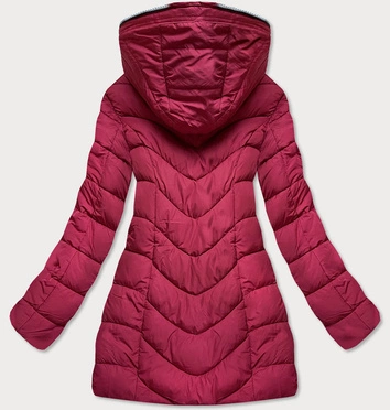 Kurtka zimowa z kapturem na futerku czerwona (m21007)