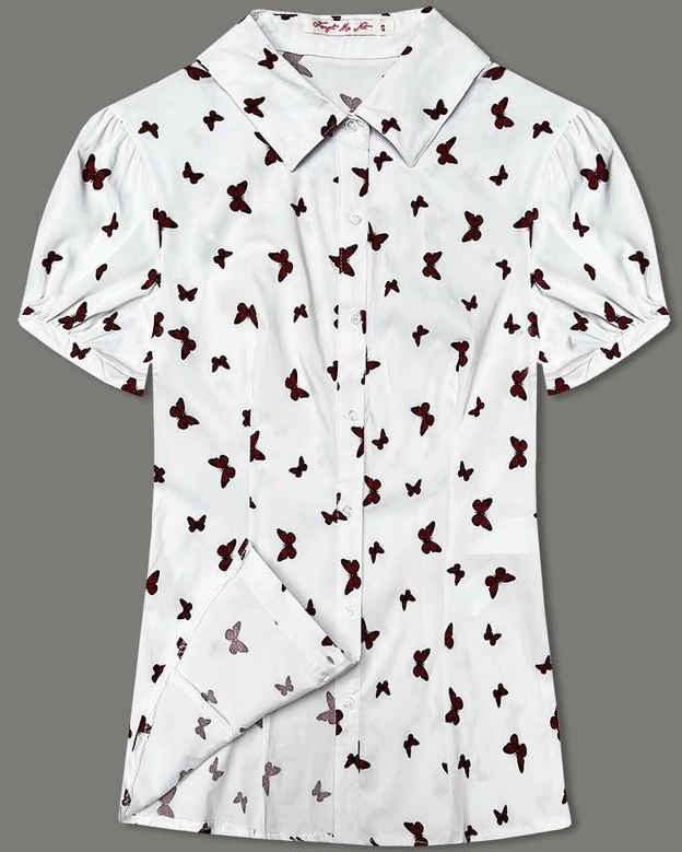 Bluzka z krótkim rękawem motyle biała (SSY16198D)