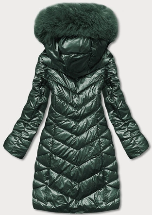 Zimowa kurtka damska z kapturem zielona (TY037-38)