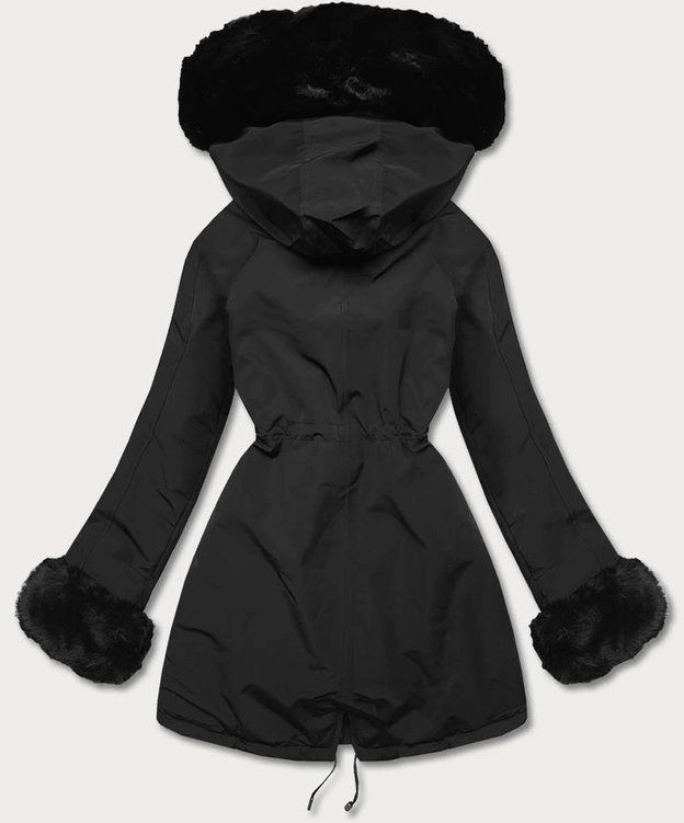 Zimowa parka damska na futerku czarna (W619/1)