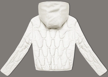 Krótka kurtka zimowa z ozdobnym kapturem S'west ecru (B8261-26)