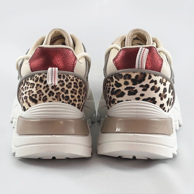 Buty sportowe damskie z motywem zwierzęcym beżowe (viv1038)