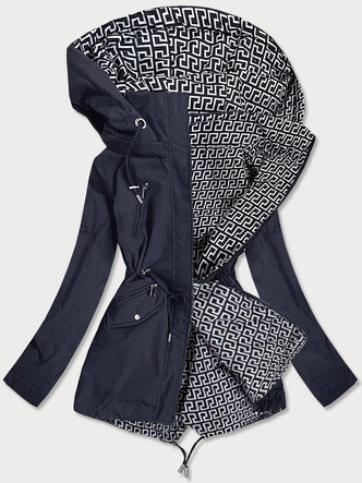 DWUSTRONNA KURTKA DAMSKA GRANATOWO-BIAŁA (W507BIG)