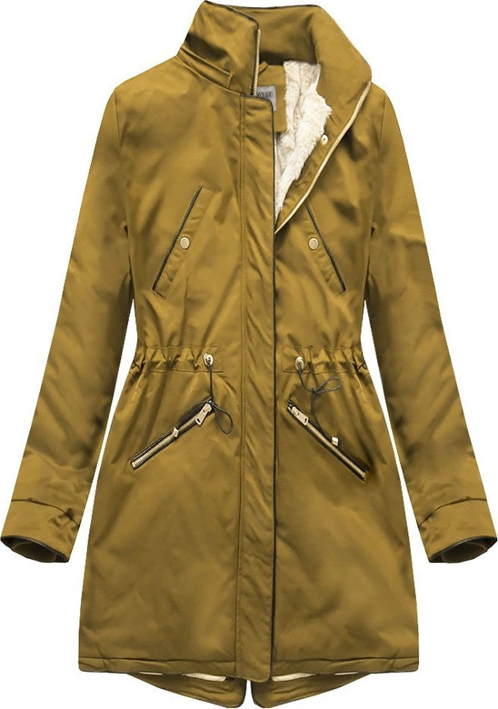 Damska parka zimowa na misiu żółta (b2623)