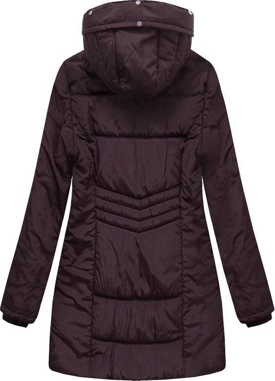 DŁUŻSZA PIKOWANA KURTKA Z KAPTUREM CIEMNOFIOLETOWA (XR2625X)