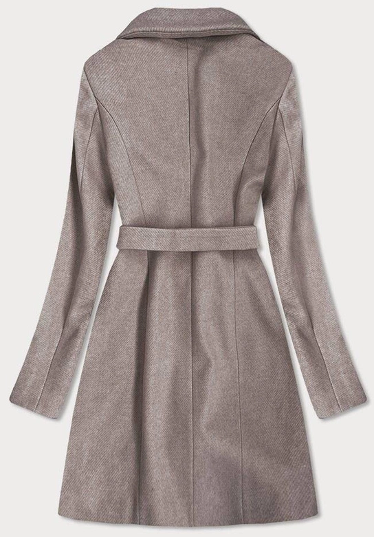 Elegancki płaszcz z paskiem brązowy (x2708x)