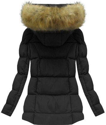 KURTKA DAMSKA ZIMOWA Z KOŁNIERZEM CZARNA (W135)