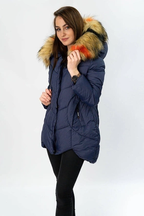 PIKOWANA KURTKA DAMSKA ZIMOWA GRANATOWA (209-1)