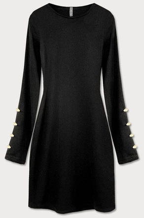 DOPASOWANA SUKIENKA Z TKANINY W PRĄŻKI CZARNA (21245)