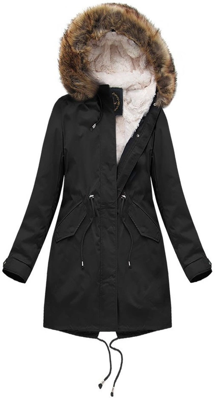 PARKA Z PODPINKĄ I KAPTUREM CZARNA (X7600BIGX)