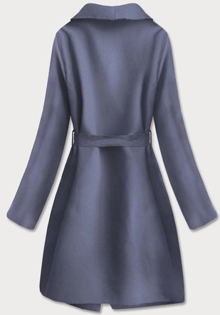 Minimalistyczny płaszcz damski szaroniebieski (747art)