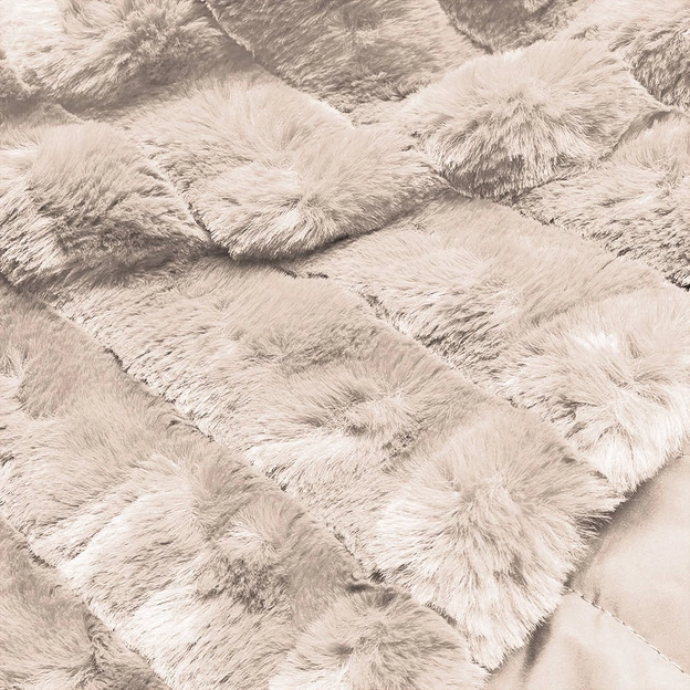 LEKKA KURTKA ZIMOWA DAMSKA FUTRO 2 W 1 BEŻOWA (39039)