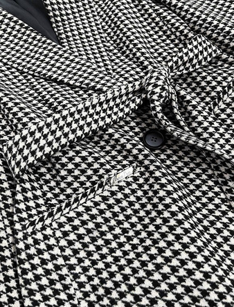 KLASYCZNY PŁASZCZ Z PASKIEM CZARNO-BIAŁY (2720)