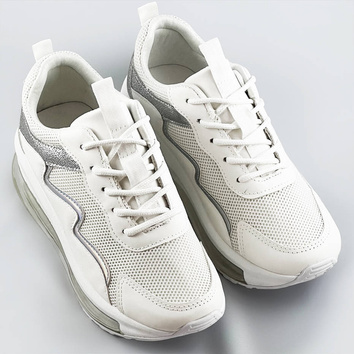 Buty sportowe damskie z transparentną podeszwą białe (ym-148)