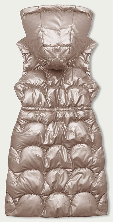 Taliowana kamizelka z kapturem blady róż (B8172-51)