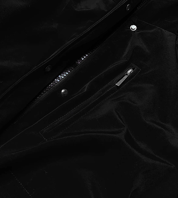 Zimowa kurtka damska z futrzaną podszewką czarna-beż (w558big)