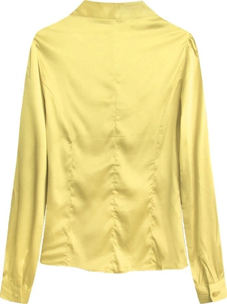 SATYNOWA KOSZULA Z WIĄZANĄ STÓJKĄ ŻÓŁTA (1064)