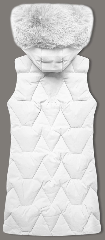Bezrękawnik damski z futerkiem przy kapturze J Style biały (16M9172-281)
