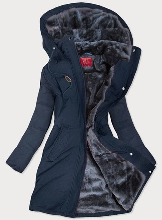 PIKOWANA ZIMOWA KURTKA DAMSKA GRANATOWA (M-963)