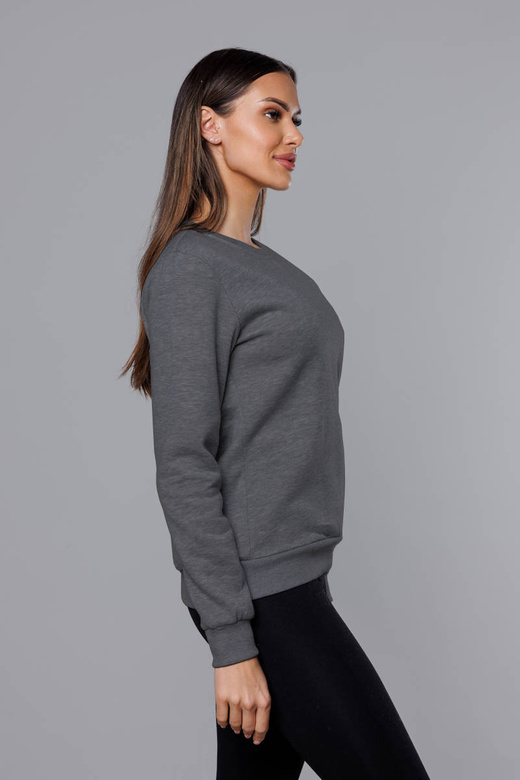 Bluza dresowa damska ze ściągaczami grafitowa (w01-5)