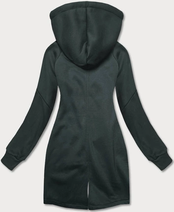 Bluza damska z łączonych materiałów ciemny zielony (amg-28)