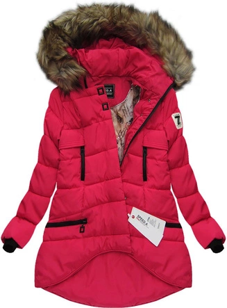 PIKOWANA KURTKA Z KAPTUREM CZERWONA (W802)