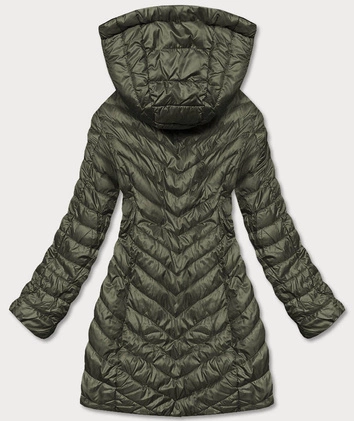 Pikowana dwustronna kurtka damska khaki-żółta  (m20-7636-22+75)