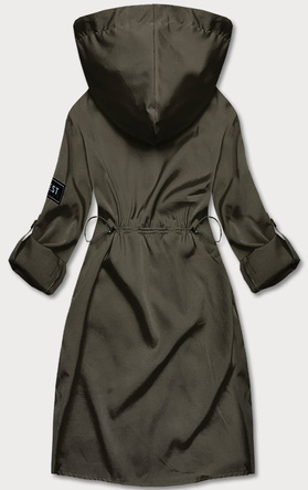 Cienka narzutka damska z kapturem khaki (B8118-11)
