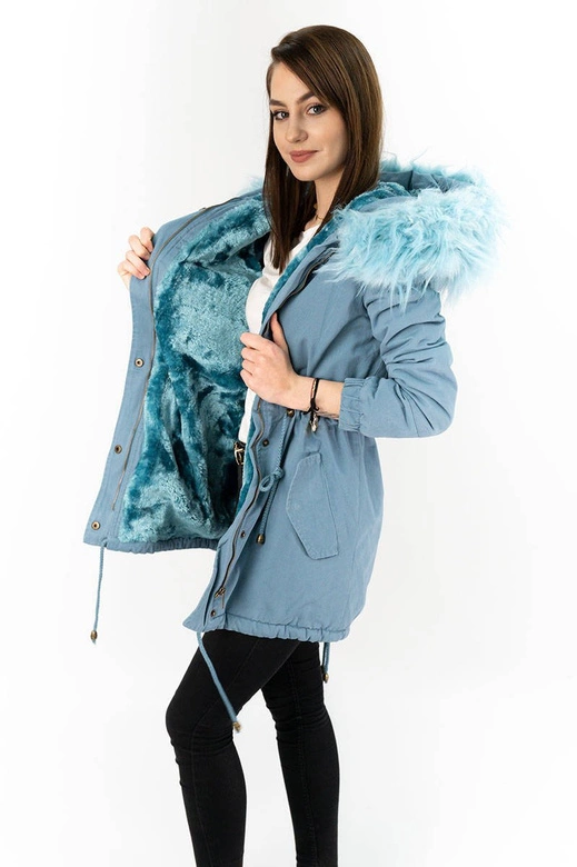 ZIMOWA PARKA DAMSKA NIEBIESKA (D-196-5)