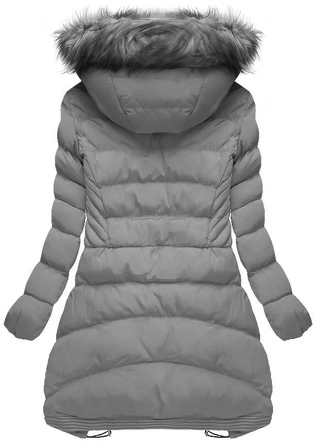PIKOWANA KURTKA Z KAPTUREM SZARA (W817)