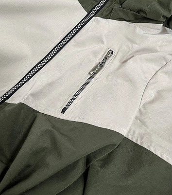 DWUKOLOROWA KURTKA PARKA DAMSKA KHAKI-BEŻ (BH2010)