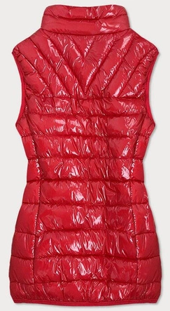 Błyszczący bezrękawnik ze stójką damski czerwony (b0108)