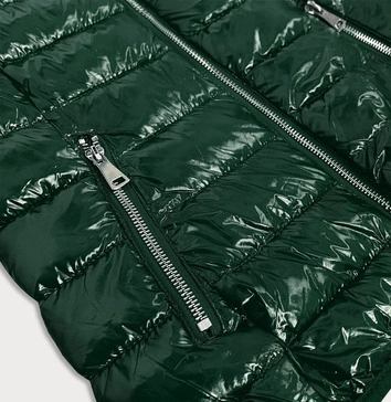 Pikowany błyszczący bezrękawnik damski zielony (b9563)